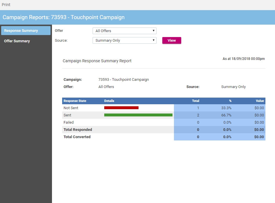 Campaign Response Summary Report