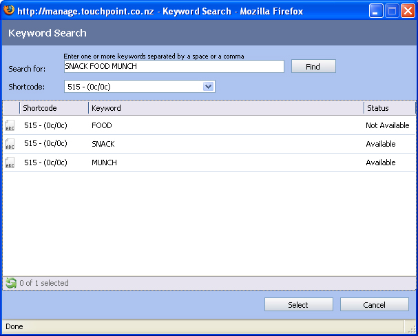 Keyword Availability Search