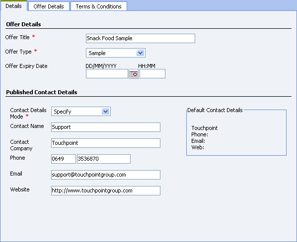 Txt Service - Published Details - Details Tab