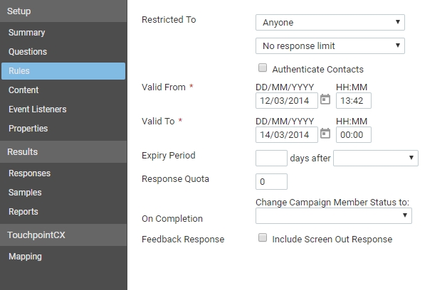 Survey - Rules view