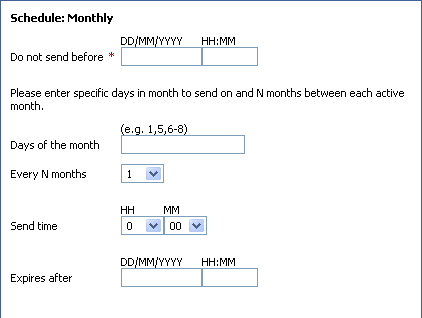 Post Message - Schedule Options - Monthly