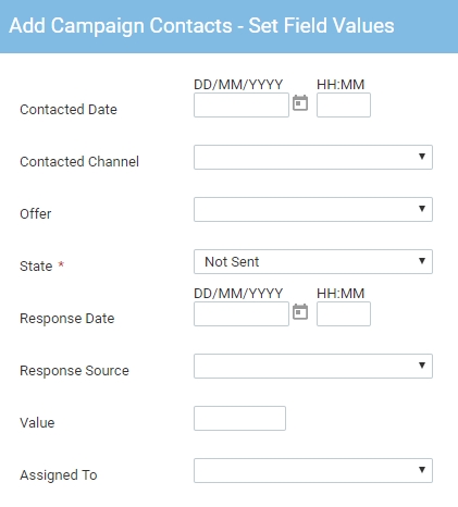 Add Campaign Contact - Set field values